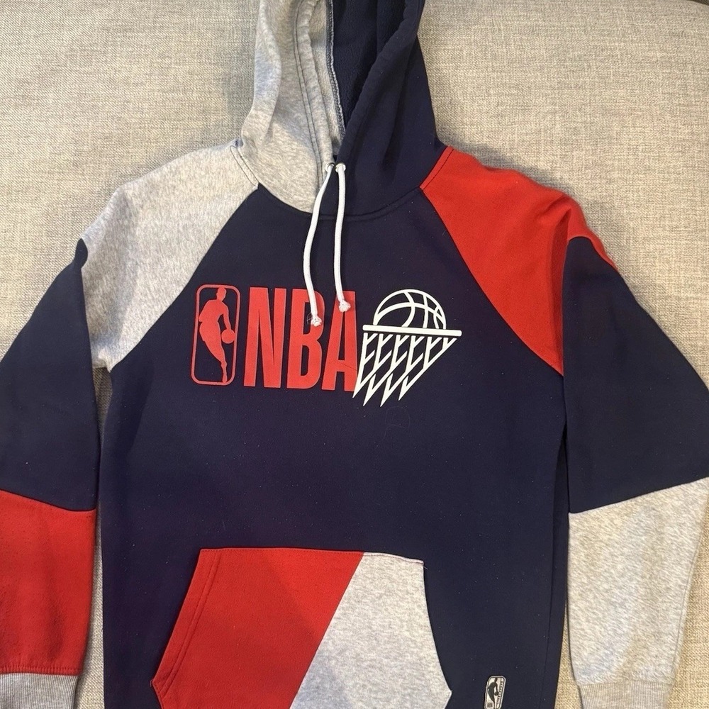 NBA Hoodie Mens Small‎ Colorblock Pullover Sweatshirt Blue Red Gray